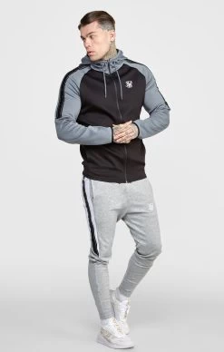 SikSilk Grey Taped Zip Thru Track Top -Style Zone Shop SS 23840 6