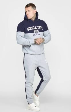 SikSilk Navy Cut And Sew Oversized Hoodie -Style Zone Shop SS 24077 3