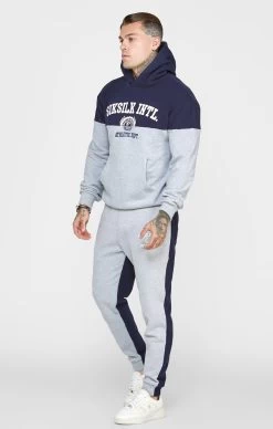 SikSilk Navy Cut And Sew Oversized Hoodie -Style Zone Shop SS 24077 4