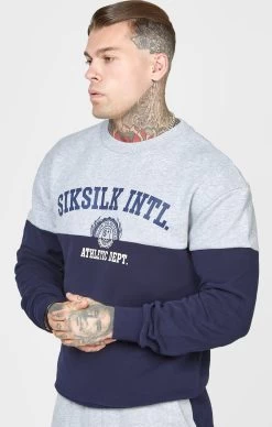 SikSilk Navy Cut And Sew Oversized Sweat
