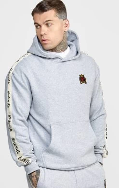 SikSilk Grey Oversized Hoody W Gothic Taping