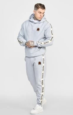 SikSilk Grey Oversized Hoody W Gothic Taping -Style Zone Shop SS 24397 3