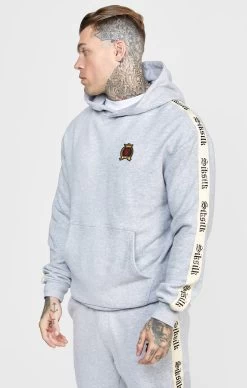 SikSilk Grey Oversized Hoody W Gothic Taping -Style Zone Shop SS 24397 6
