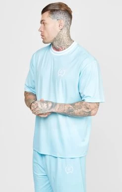 SikSilk Blue Mesh Drop Shoulder Tee