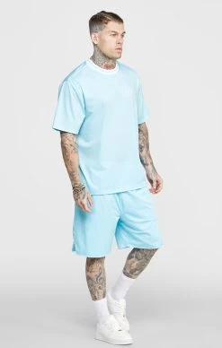 SikSilk Blue Mesh Drop Shoulder Tee -Style Zone Shop SS 24404 3
