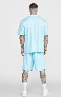 SikSilk Blue Mesh Drop Shoulder Tee -Style Zone Shop SS 24404 5