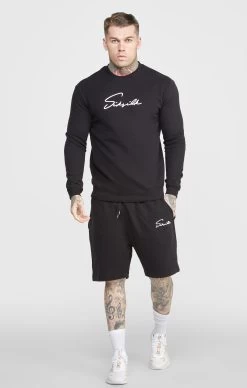 SikSilk Black Script Embroidery Short -Style Zone Shop SS 24458 3