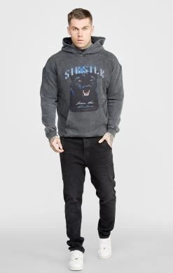 SikSilk Black Graphic Slim Cropped Hoodie -Style Zone Shop SS 24480 3