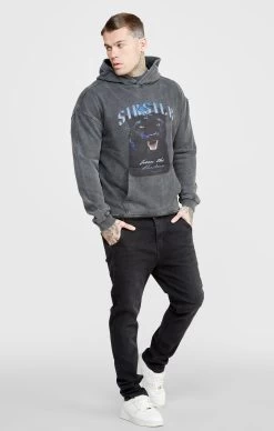 SikSilk Black Graphic Slim Cropped Hoodie -Style Zone Shop SS 24480 4