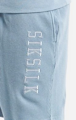 SikSilk Blue Embroidered Waffle Texture Shorts -Style Zone Shop SS 24607 6