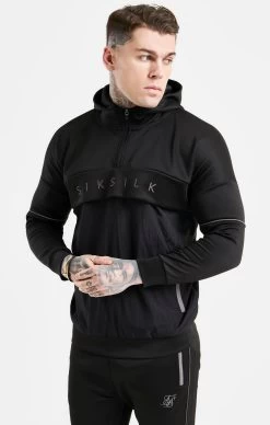 SikSilk Black Panelled Hoodie