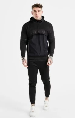 SikSilk Black Panelled Hoodie -Style Zone Shop SS 24652 3