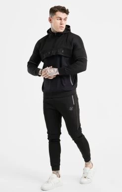 SikSilk Black Panelled Hoodie -Style Zone Shop SS 24652 4