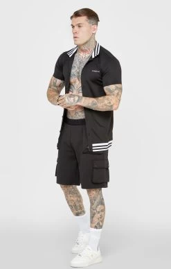 SikSilk Black Casual Cargo Pocket Short -Style Zone Shop SS 24661 3C