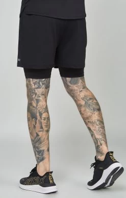 SikSilk Black Sports Dual Layer Shorts -Style Zone Shop SS 24703 4
