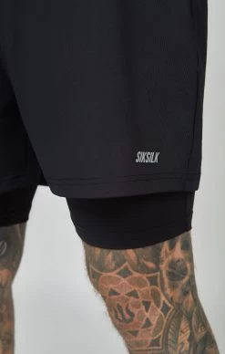 SikSilk Black Sports Dual Layer Shorts -Style Zone Shop SS 24703 6
