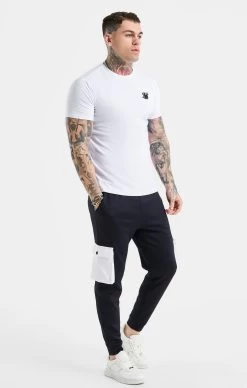 SikSilk White Essential Short Sleeve Muscle Fit T-Shirt -Style Zone Shop SS 25449 3A