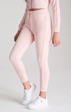 SikSilk Girls Pink Velour Taped Track Pant