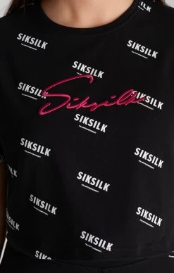 SikSilk Girls Black Signature Cropped T-Shirt -Style Zone Shop SSG 0010 SSG 0012 034 54df6b16 683b 4418 97de 2d5b60596715