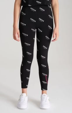 SikSilk Girls Black Printed Legging