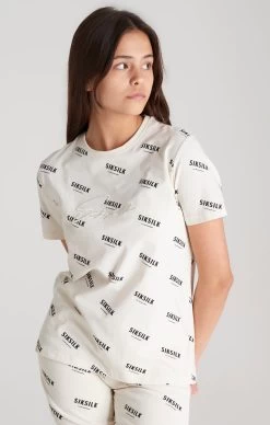 SikSilk Girls Ecru Signature Boyfriend T-Shirt