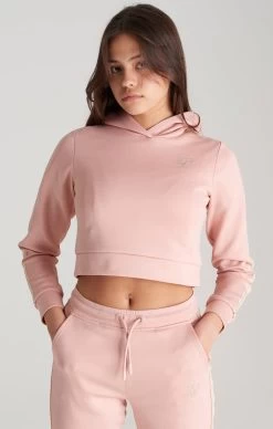 SikSilk Girls Pink Taped Cropped Hoodie
