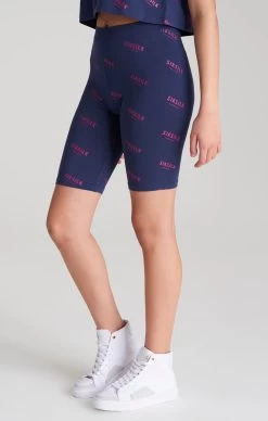 SikSilk Girls Navy Printed Cycle Short