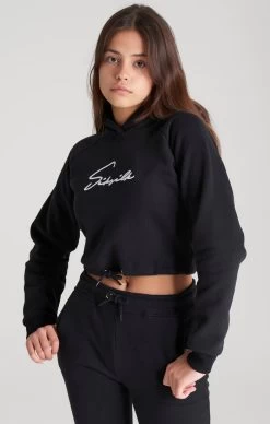 SikSilk Girls Black Signature Cropped Hoodie