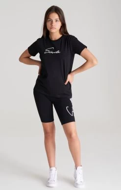 SikSilk Girls Black Signature Boyfriend T-Shirt -Style Zone Shop SSG 0055 SSG 0050 003