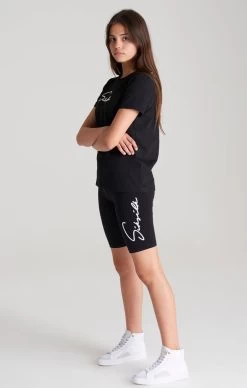 SikSilk Girls Black Signature Boyfriend T-Shirt -Style Zone Shop SSG 0055 SSG 0050 008