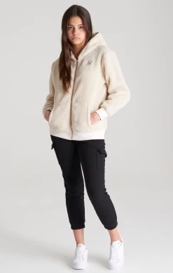 SikSilk Girls Ecru Borg Zip Thru Hoodie -Style Zone Shop SSG 0092 004