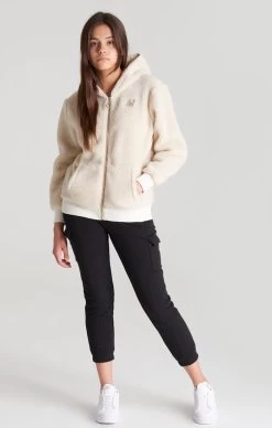 SikSilk Girls Ecru Borg Zip Thru Hoodie -Style Zone Shop SSG 0092 008 281 29 7b316c4f 2605 4f05 8568 3758200a2096