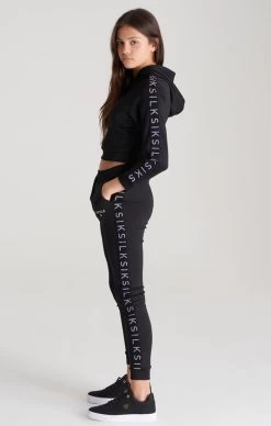 SikSilk Girls Black Taped Track Pant -Style Zone Shop SSG 0108 SSG 0109 014