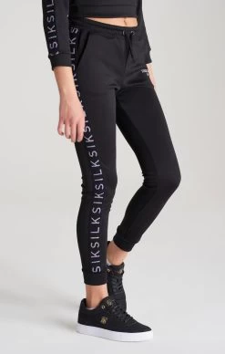 SikSilk Girls Black Taped Track Pant