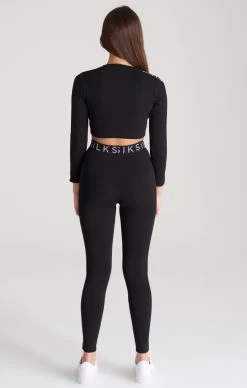 SikSilk Girls Black Taped Long Sleeve Cropped T-Shirt -Style Zone Shop SSG 0112 013 9213832b 372b 4087 983b 7691f2b30454