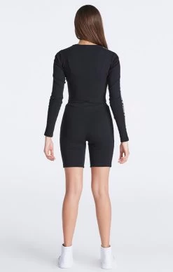 SikSilk Girls Black Ribbed Taped Cropped T-Shirt -Style Zone Shop SSG 0159 20SSG 0160 0593