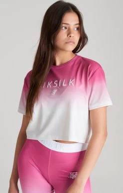 SikSilk Girls Pink Fade Cropped T-Shirt
