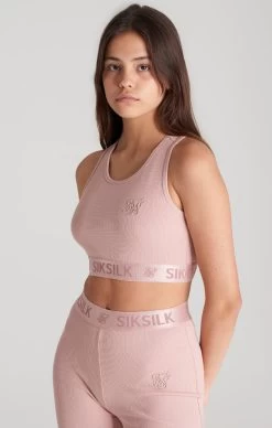 SikSilk Girls Pink Ribbed Taped Bralette