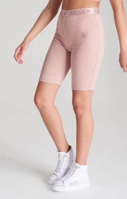 SikSilk Girls Pink Ribbed Taped Cycle Short