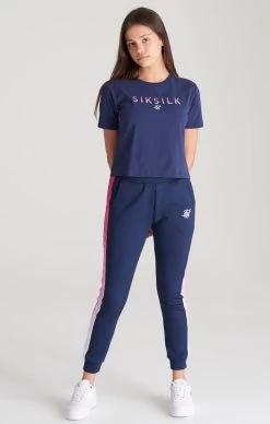 SikSilk Girls Navy Fade Logo Cropped T-Shirt -Style Zone Shop SSG 0220 008 2e1d2966 decb 41a4 a2ba 701b4fce6fd9