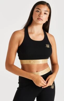 SikSilk Metallic Taped Bralette - Black