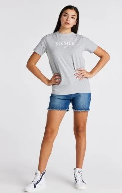 SikSilk Girls Grey Marl Branded T-Shirt -Style Zone Shop SSG 0266 3