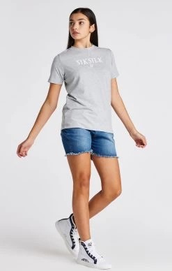 SikSilk Girls Grey Marl Branded T-Shirt -Style Zone Shop SSG 0266 4