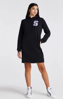 SikSilk Girls Black Varsity Logo Hoodie Dress -Style Zone Shop SSG 0272 3
