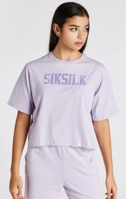 SikSilk Girls Purple Varsity Logo Crop T-Shirt -Style Zone Shop SSG 0302 6