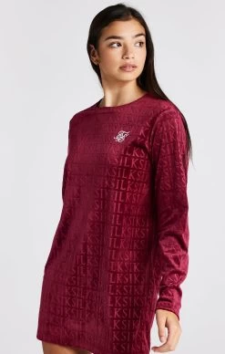 SikSilk Girls Pink Velour Long Sleeve T-Shirt Dress