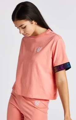 SikSilk Girls Coral Taped Crop T-Shirt