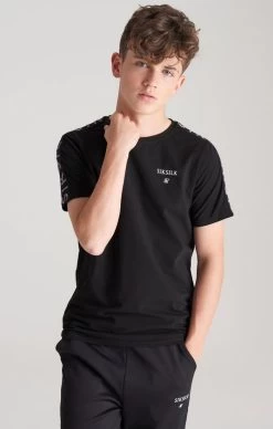 SikSilk Boys Black Taped T-Shirt