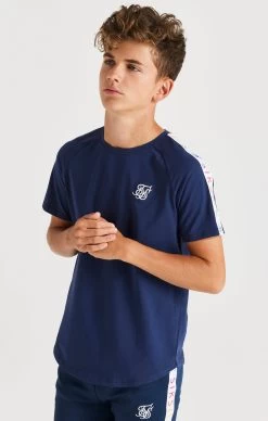 SikSilk Rainbow Raglan Tee - Navy