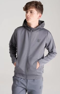 SikSilk Boys Grey Iridescent Print Zip Thru Hoodie